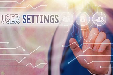 Kullanıcı Ayarlarını gösteren metin işareti. Görünümün kavramsal fotoğraf yapılandırması İşletim Sistemi Kişiselleştirildi.