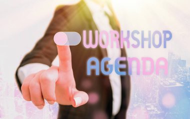 Writing note showing Workshop Agenda. Business photo showcasing helps you to ensure that your place stays on schedule. clipart