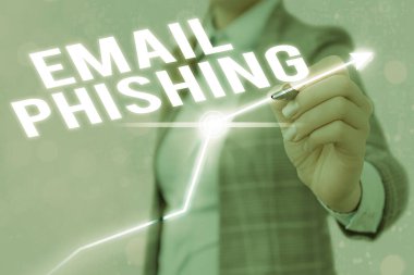 Email Phishing 'i gösteren metin işareti. Kötü amaçlı yazılım dağıtan web sitelerine bağlanabilecek kavramsal fotoğraf e- postaları.