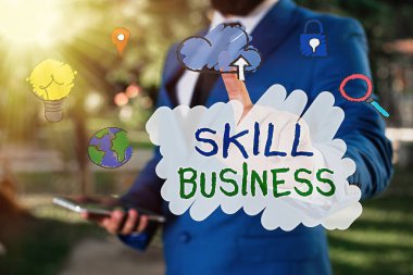 Skill Business 'ın el yazısı. Kavram, iş girişiminin entellektüel uzmanlığıyla başa çıkabilme becerisi anlamına gelir.
