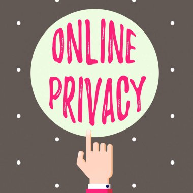 Çevrimiçi mahremiyet gösteren kavramsal el yazısı. İnternet El ile yayınlanan bireysel bir verinin iş fotoğrafı metni güvenlik düzeyi İşaret parmağı ile Katı Renk Çemberine Dokunma.