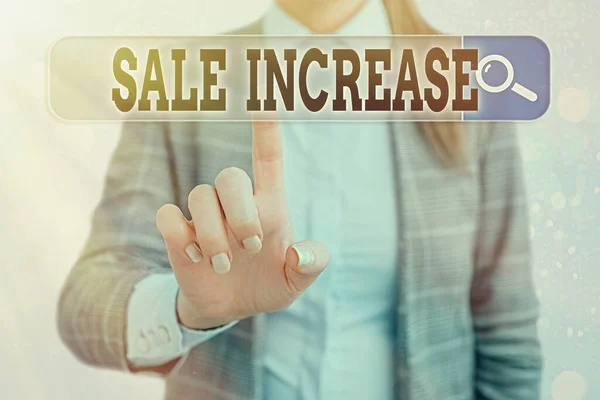Handstil text skriva försäljning öka. Begreppet innebörd Genomsnittlig försäljningsvolym har ökat intäkter från Leads. — Stockfoto