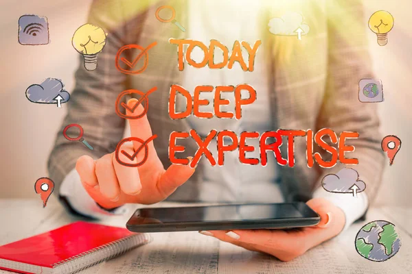 Tekst schrijven Deep Expertise. Bedrijfsconcept voor grote vaardigheid of brede kennis op een bepaald gebied of hobby. — Stockfoto