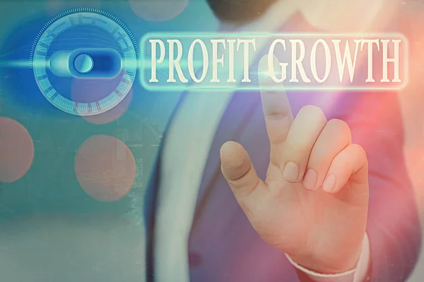 Testo calligrafico Crescita del profitto. Concetto significato Obiettivi Interrelazione delle Quote di mercato complessive delle vendite . — Foto Stock