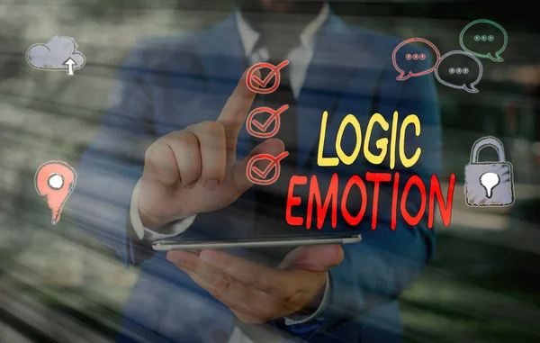 Text sign showing Logic Emotion. Conceptual photo Unpleasant Feelings turned to Self Respect Reasonable Mind.