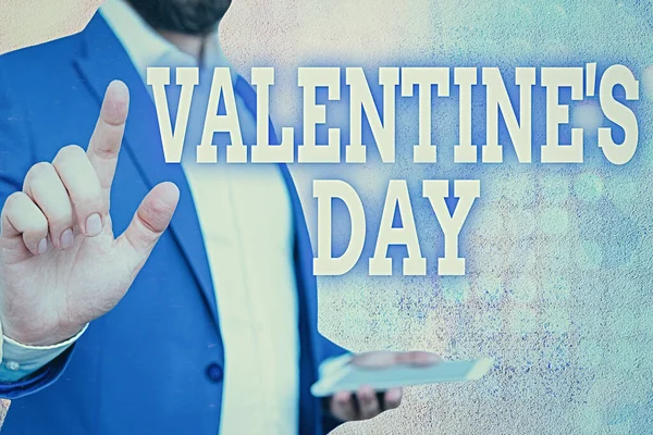 Texto de escritura de palabras San Valentín S Día. Concepto de negocio para el tiempo al mostrar sentimientos de amor y afecto . — Foto de Stock