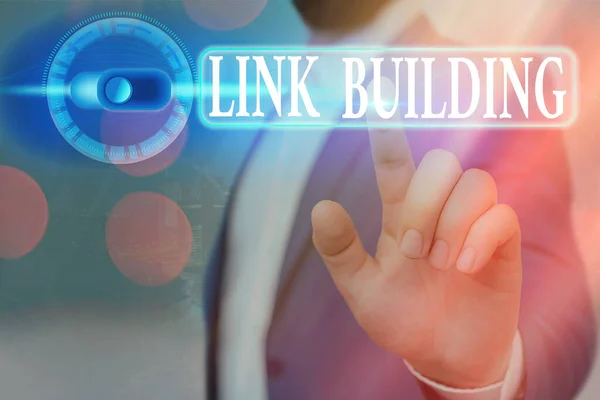 Handschrift Text Link Building. Konzept bedeutet SEO Term Exchange Links erwerben Hyperlinks indiziert. — Stockfoto