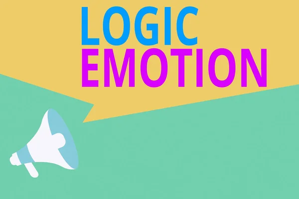 로직 모션 (Logic Emotion) 을 보여 주는 손 글씨이다. 사업 사진을 보여 주는 불쾌 한 감정을 보여 주는 자기 존중 합리적 인 마음 메 카포네 루드 화자. — 스톡 사진