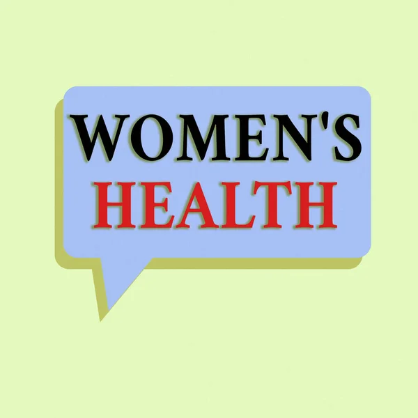 Writing note showing Women S Health. Business photo showcasing Women s is physical health consequence avoiding illness Rectangular Speech Bubble in Solid Color and Shadow Visual Expression.