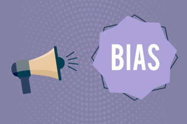 Bias 'ı gösteren bir not yazıyorum. Ses Sesi Efekti simgesi ve Boş 8 Noktalı Yıldız şekline sahip bir grup Megafon 'a karşı veya birine karşı eğilim veya önyargı içeren iş fotoğrafı.