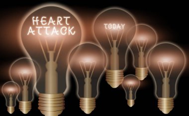 Kalp Krizini gösteren bir metin işareti. Ölümle sonuçlanan koroner trombozun kavramsal fotoğrafı ani oluşumu.