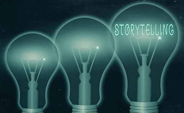 Znak tekstowy przedstawiający Storytelling. Konceptualna działalność fotograficzna pisanie opowieści o publikowaniu ich publicznie. — Zdjęcie stockowe