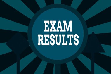 Sınav sonuçlarını gösteren metin işareti. Kavramsal fotoğraf. Bilgi ve beceriyi gösteren resmi bir testin sonucu. Üç boş yol işareti..