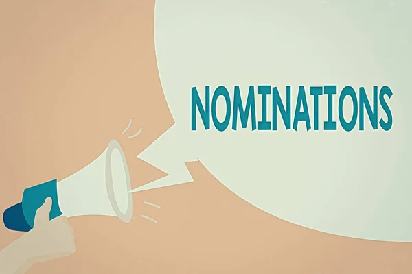 ( 영어 ) Nominations - 공식 웹 사이트. 후진타오 후보로 지명되는 것을 의미하는 개념적 의미의 행동 ( 영어 ) Hand Holding Megaphone with Sound Effect and Blank Broadcast Bubble. — 스톡 사진