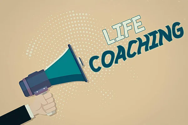 Konzeptionelle Handschrift, die Life Coaching zeigt. Business-Fototext einer Person, die angestellt wurde, um zu zeigen, wie sie ihre Karriereziele erreichen.. — Stockfoto