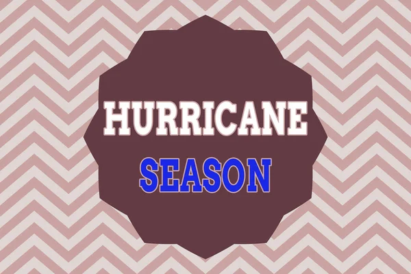 Word writing text Hurricane Season. Business concept for time when most tropical cyclones are expected to develop Twelve 12 Pointed Star shape Dodecagon in Solid Color Zigzag effect Polygon.