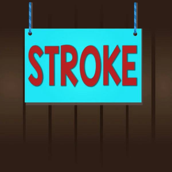 Piszę notatkę z "Stroke". Biznes photo showcasing Pacjenci tracą przytomność z powodu złego przepływu krwi medyczne Drewniana deska drewno puste ramki stałe kolorowe paski sznurek. — Zdjęcie stockowe