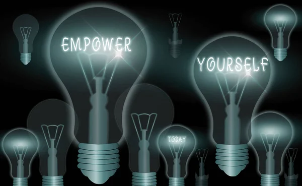 Word szöveg írása Empower Yourself. Üzleti koncepció vegyék át az irányítást az életünk kitűzését célok és a választási lehetőségek. — Stock Fotó