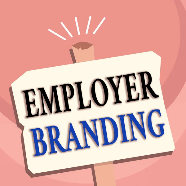 Handwriting text writing Employer Branding. Concept meaning promoting company employer choice to desired target group Blank Old Weathered Signpost Geometrical Shape Halftone with One stand.