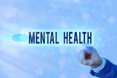 Akıl sağlığını gösteren kavramsal el yazısı. İş fotoğrafı, bireylerin psikolojik durumlarına ilişkin bir mesaj gönderiyor..