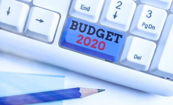 Word writing text Budget 2020. Business concept for estimate of income and expenditure for next or current year. — Stock Photo, Image