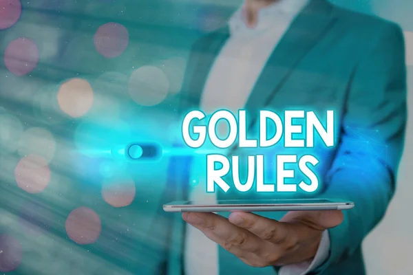 Rukopis Zlatá pravidla. Koncept znamená Základní princip, který by měl být dodržován Důležitý Princip. — Stock fotografie