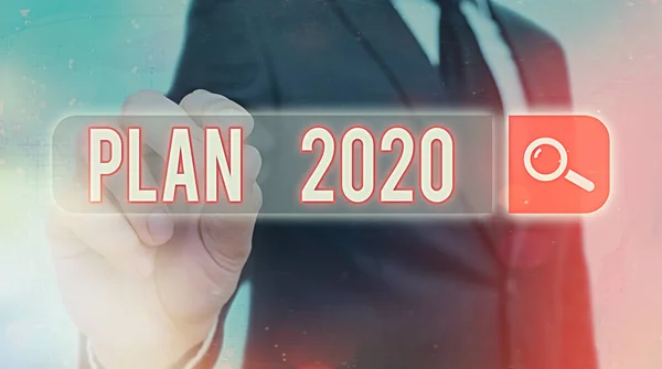 Manuscrito texto Plano 2020. Conceito que significa proposta detalhada fazendo algo no próximo ano . — Fotografia de Stock
