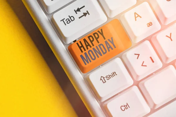 Handwriting text writing Happy Monday. Concept meaning telling that an individual order to wish him great new week. — Stock Photo, Image