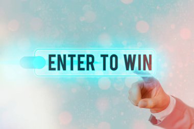 Enter To Win'i gösteren kavramsal el yazısı. İş fotoğraf metin ödül şansı kazanan ödül için bir değer alışverişi.