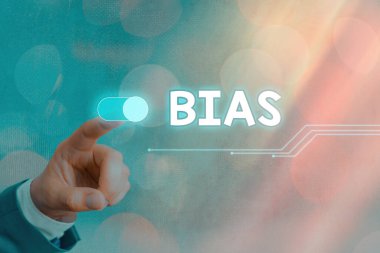 Bias 'ı gösteren kavramsal el yazısı. Bir grup için iş metni eğilimi veya önyargı.
