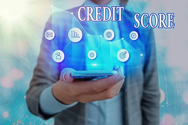 Az SMS-ben szerepel a kredit. Koncepcionális fotó Az egyéni hitelnyújtói minősítés hitelképességének bemutatása. — Stock Fotó