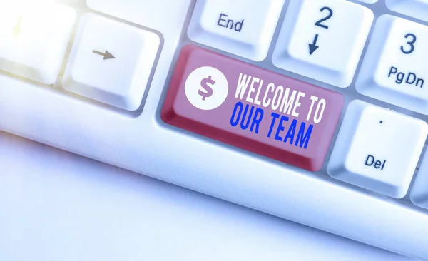 Text sign showing Welcome To Our Team. Conceptual photo introducing another an individual to your team mates.