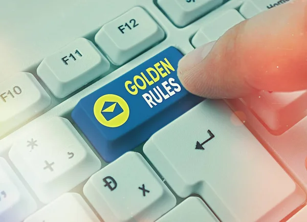 stock image Writing note showing Golden Rules. Business photo showcasing Basic principle that should be followed Important Principle.