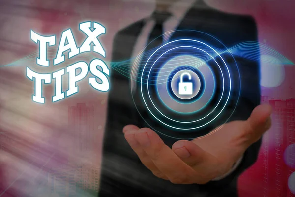 Handwriting text Tax Tips. Concept meaning compulsory contribution to state revenue levied by government. — Stock Photo, Image