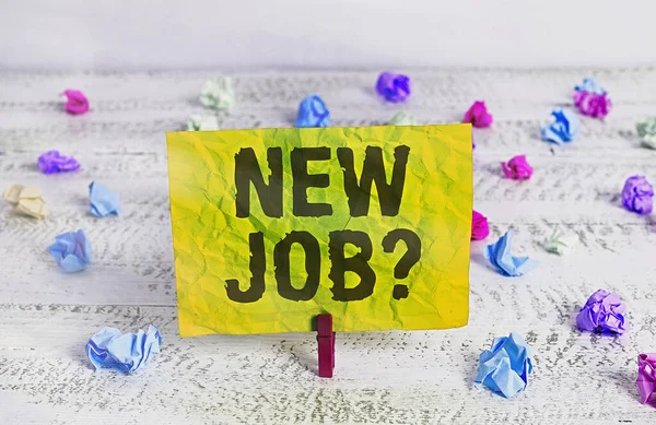 "Conceptual hand writing showing New Job Question". Photo d'affaires présentant une réunion formelle à laquelle quelqu'un a demandé de savoir s'ils sont appropriés . — Photo