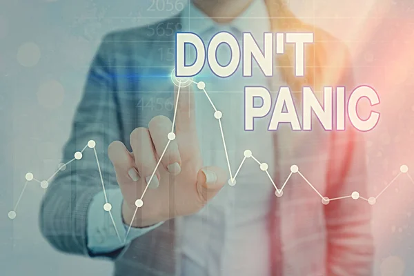 Escritura manual conceptual que muestra Don T Panic. Foto de negocios mostrando repentinamente se sienten tan preocupados o asustados que no se puede comportar . —  Fotos de Stock