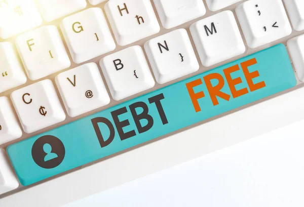 Segno di testo che mostra Debt Free. Foto concettuale non possiede alcun denaro a qualsiasi individuo o società . — Foto Stock