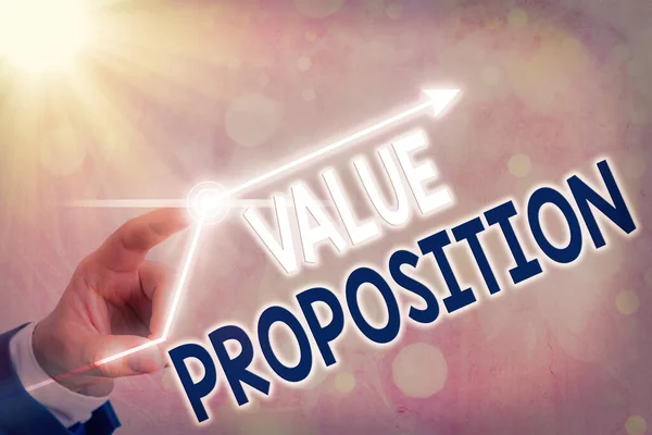 Text sign showing Value Proposition. Conceptual photo innovation service intended make product attractive. — Stock Photo, Image