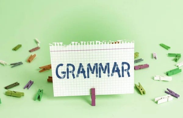 Scrivere testi grammaticali. Concetto aziendale per l'intera struttura del sistema sintassi e morfologia del linguaggio . — Foto Stock