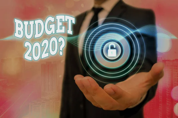 Texte manuscrit Budget 2020 Question. Concept signifiant estimation des recettes et des dépenses pour l'année prochaine . — Photo