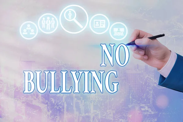Escritura manual conceptual que muestra No Bullying. Texto de la foto de negocios detener el comportamiento agresivo entre los niños desequilibrio de poder . — Foto de Stock