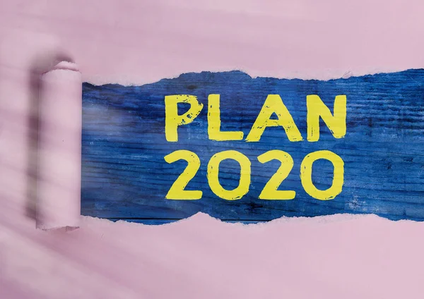 文字书写文本2020年计划详细建议的商业概念明年要实现的目标. — 图库照片