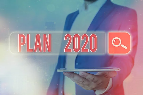 Почерк тексту План 2020 року. Концепція, що означає детальну пропозицію зробити щось наступного року . — стокове фото