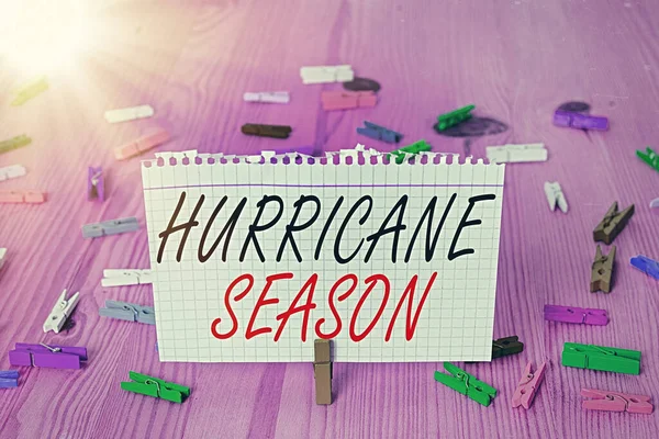 Handwriting text writing Hurricane Season. Concept meaning time when most tropical cyclones are expected to develop.