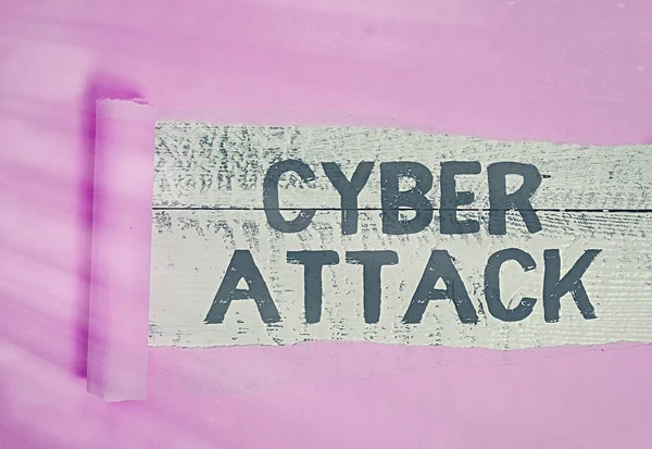 Signo de texto que muestra Cyber Attack. Foto conceptual Un intento de los piratas informáticos para dañar Destruir un sistema informático . —  Fotos de Stock