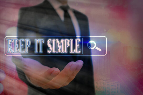 Текст для написания слов Keep It Simple. Бизнес-концепция для спросить что-то легко понять, не вдаваться в слишком много деталей.