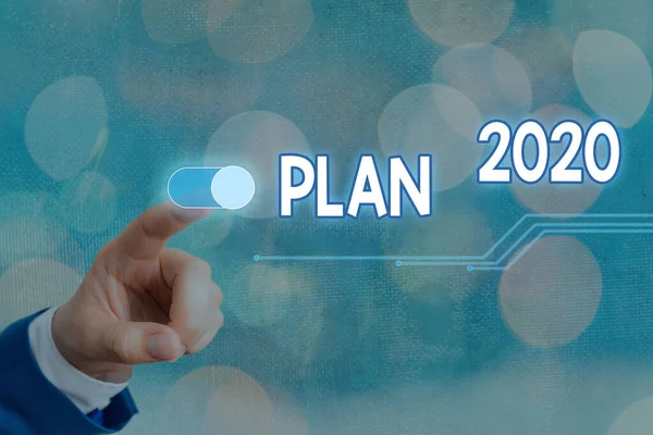Scrivere a mano concettuale che mostra Piano 2020. Business foto testo proposta dettagliata facendo qualcosa il prossimo anno . — Foto Stock