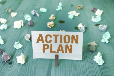 Kelime yazma metin Eylem Planı. Belirli bir süre için önerilen strateji veya eylem rotası için iş kavramı.