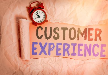 Kelime yazma Müşteri Deneyimi. Organizasyon ve alıcı arasındaki etkileşimin ürünü için iş konsepti.