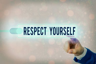 Kendine Saygıgösteren kavramsal el yazısı. İyi ve değerli iyi muamele görmek inanan İş fotoğraf metin.